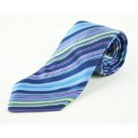 An Hermes silk tie Of typical form, with spring green, purple,