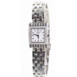 Longines: A Dolcevita Ladies quartz diamond set stainless steel bracelet watch The white dial with