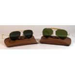 Two pairs of vintage Ray-Ban Bausch & Lomb sunglasses To include a pair of gold framed aviator