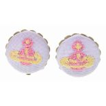 Vivienne Westwood: A pair of ear clips Each clip embroidered with the Vivienne Westwood orb logo,