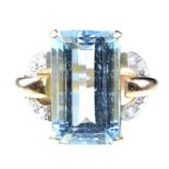 An Art Deco aquamarine and diamond dress ring The emerald-cut aquamarine,