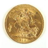 George V gold sovereign London mint dated 1913