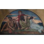 Continental School (19th Century) - 'Four classical figures' Semi circular oil on canvas,