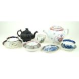 Ten pieces of 18th Century and later porcelain and ceramics to include Chinese teapot of bulbous
