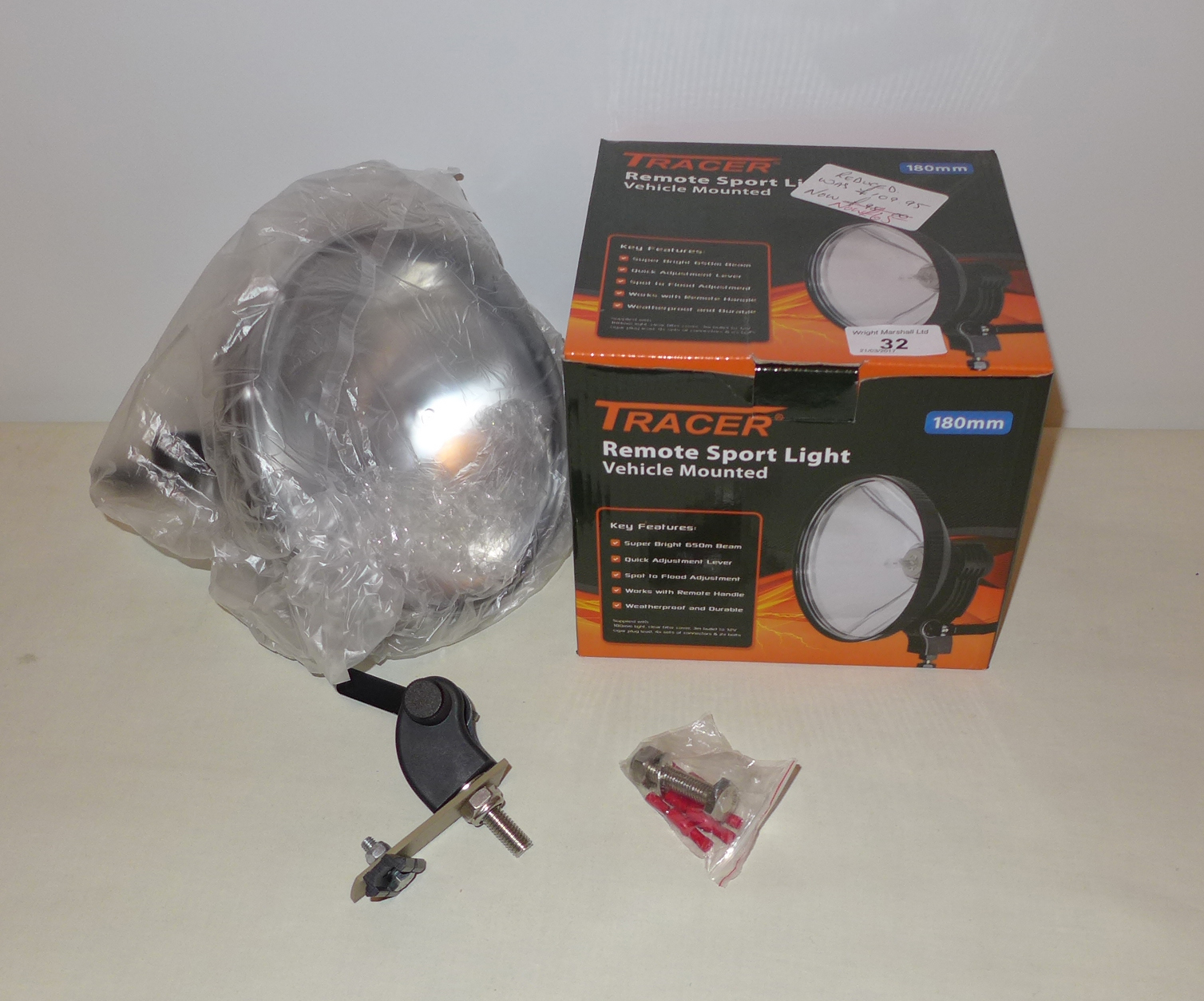 A new boxed Tracer 180mm remote sport light (vehicle mounted)