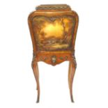 A French Louis XV revival painted and gilt metal mounted rosewood side cabinet,