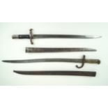 A Portuguese Austrian made 1885 guedes kropatschek bayonet 46½cm single edged single fullered blade,