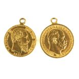A Kaiser Wilhelm gold 20 marks dated 1872 Further Leopold II of Belgium 20 francs dated 1875,