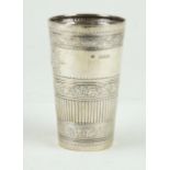 A Victorian hallmarked silver beaker Of tapering cylindrical form,