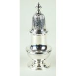 A heavy gauge contemporary hallmarked silver sugar sifter Of plain baluster form,