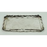 A late Victorian hallmarked silver dressing table tray Of rectangular form,