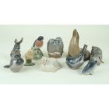 Ten Royal Copenhagen and Bing & Grondahl animals To include seal, fish, birds,