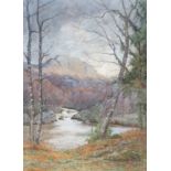 Norman Netherwood (1886-1958) - 'Forest River Scene' Watercolour, signed, approx 62x44cm,