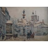Polish School (late 19th/early 20th Century) - 'City street scene with horse drawn