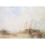 Albert Pollitt (1856-1926) - 'Moored Fishing Boats' Watercolour, signed, approx.