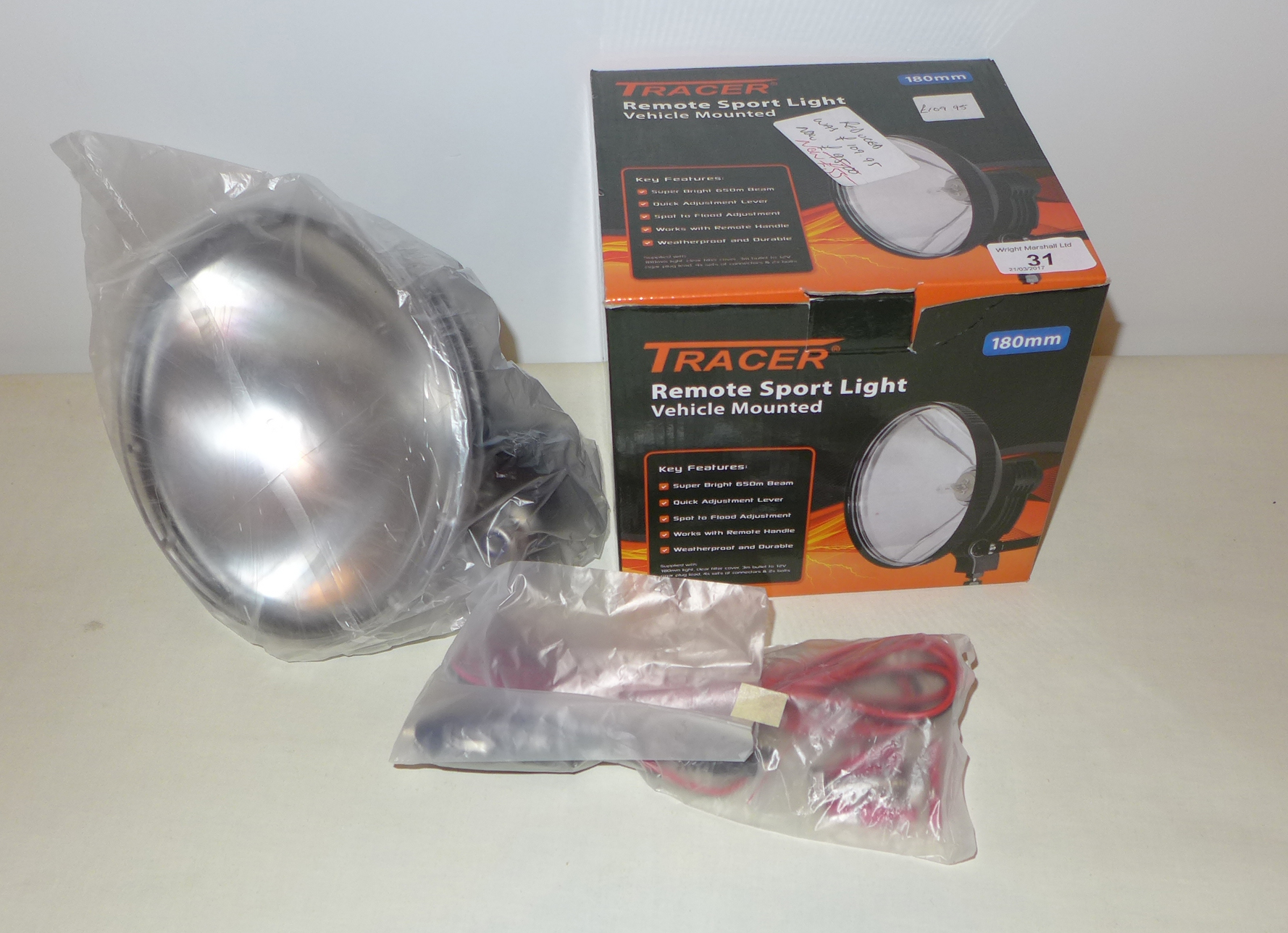 A new boxed Tracer 180mm remote sport light (vehicle mounted)