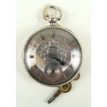 A Victorian hallmarked silver pocket watch Having filigree central decoration,