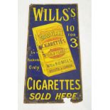 An original advertising enamel sign 'Wills Gold Flake cigarettes,