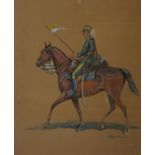 Polish School (late 19th/early 20th Century) - 'Military figure on horseback' Watercolour,