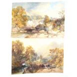 J B Smith (19th Century) - 'River Landscapes' A pair, watercolours, both signed, each approx.
