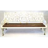 A Victorian Coalbrookdale cast iron garden bench in the nasturtium pattern, c.