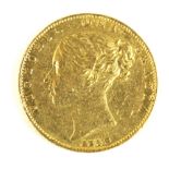 A Queen Victoria gold sovereign London mint dated 1842