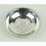 A contemporary hallmarked silver dish Commemorating the silver wedding anniversary of Elizabeth II