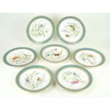 A 19th Century Worcester hand-painted thirteen piece dessert service Comprising pedestal circular