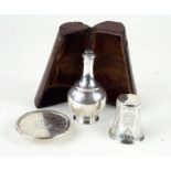 A Victorian hallmarked silver travelling communion set Each piece having chased decoration,