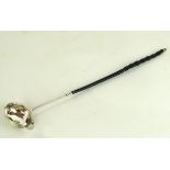 A George III hallmarked silver toddy ladle With whale bone turned handle, the bowl of oval form,