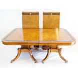 A fine quality Regency style brass inlaid rosewood banded figured walnut veneered dining table,
