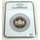A 1991 NGC Cuba ultra cameo silver proof fifty pesos Depicting the Madrid/Alcala gate,