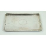 A George V hallmarked silver dressing table tray Of plain rectangular form,