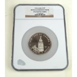 A 1991 NGC cased proof silver ultra cameo Cuban fifty pesos Coin containing 5oz pure silver,
