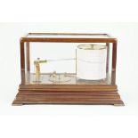 A mahogany cased barograph Raised on bracket feet,