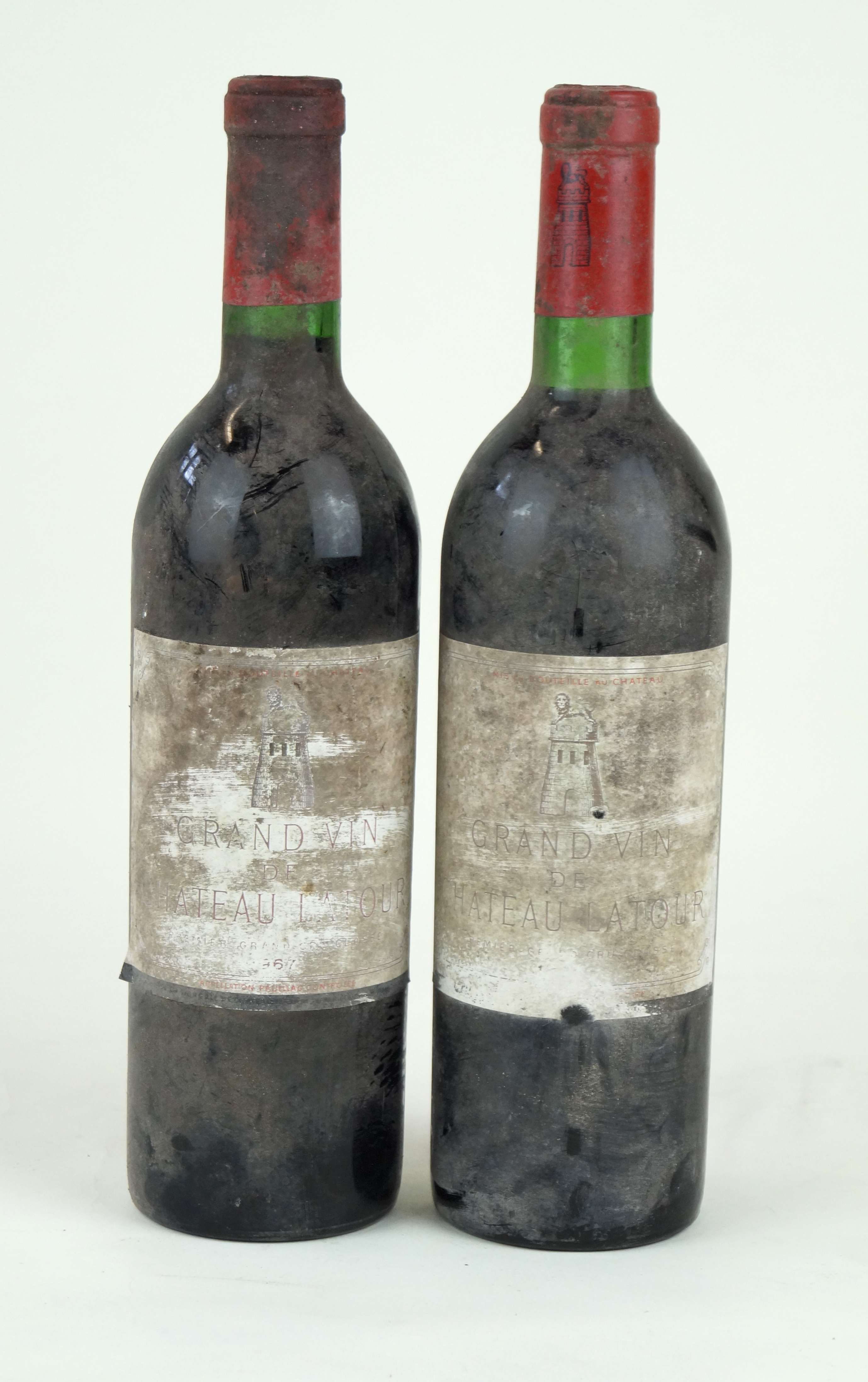 2 bottles (50th Anniversary Vintage) Chateau Latour 1er Grand Cru Classe Pauillac 1967 (both