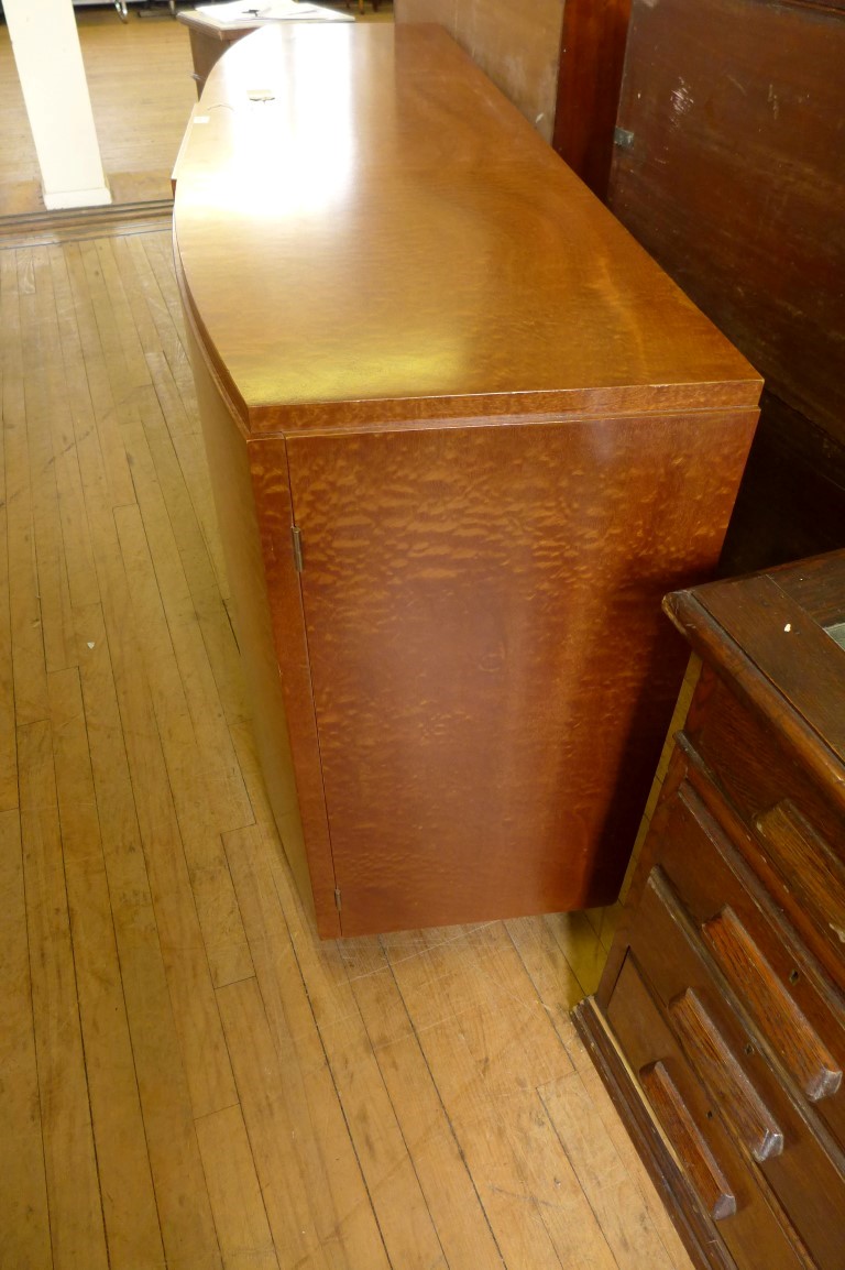 An Art Deco lacewood break front sideboard Having four drawers flanked by two cupboard doors, - Image 3 of 10