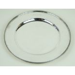 A Danish white metal circular plate Having cast beaded rim, by Solvplet HJ Denmark,