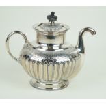 A 19th Century silver-plated Royles patent self pouring teapot Of bulbous form with cast and chased