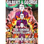 A Gilbert & George signed poster Signed in silver felt tip pen, having multi-coloured decoration,