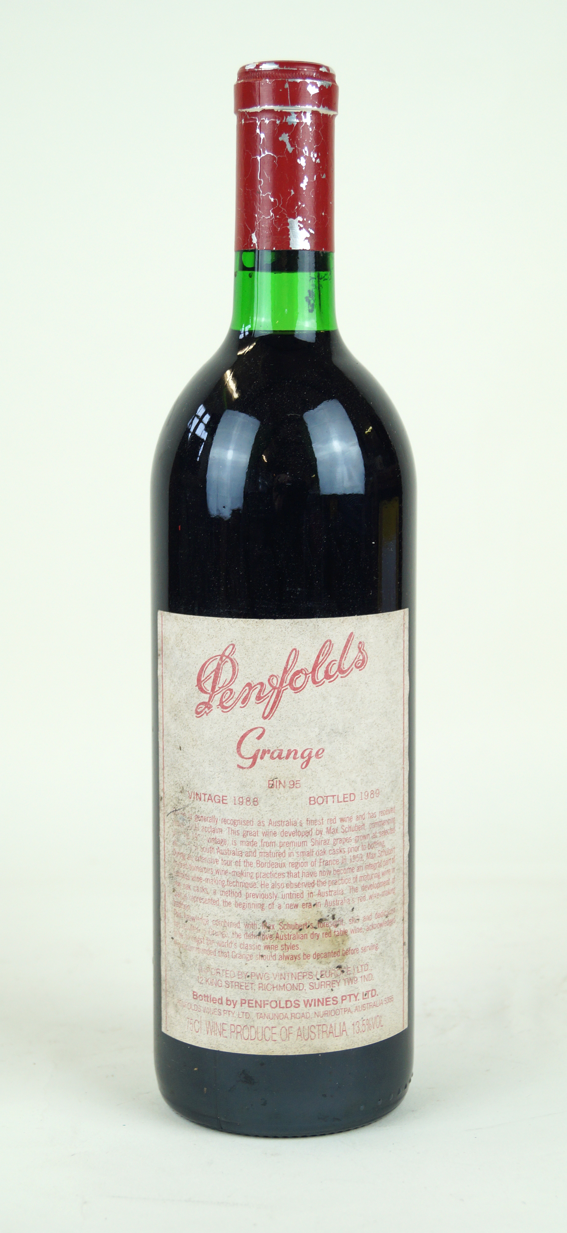 1 bottle Penfolds 'Grange' Bin 95 Vintage 1988 (b/n) some cellar damage to label
