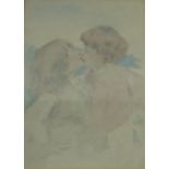 Attributed to Mortimer Mempes (1855-1938) - 'Figures Kissing' Watercolour, initialled 'M.M.