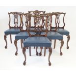 A set of six good quality Chippendale revival mahogany dining chairs,