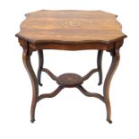 A Sheraton revival marquetry inlaid rosewood centre table,