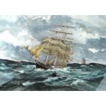 George McMillan (20th Century) - 'Tea Clipper Thermopylae' Watercolour, signed, titled verso,