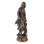 Pandora Eutrope Bouret (1833-1906) French bronze figure 'Retour des Champs' impressed signature to