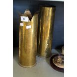 Two vintage trench-art shells, to include example engraved with tank and initials T.G.A.