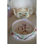 Circa 1950's Brentleigh baby ware babies plate together with a Carltonware teapot 'Tally Ho'.