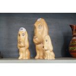 Three Sylvac brown glazed dogs.