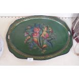 A hand painted Toleware twin handled tray.